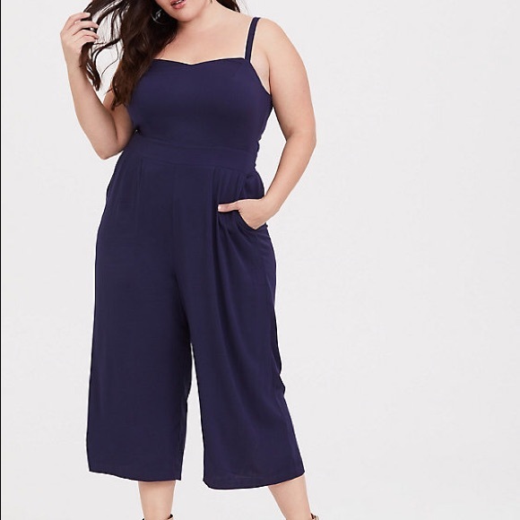 navy blue culotte jumpsuit